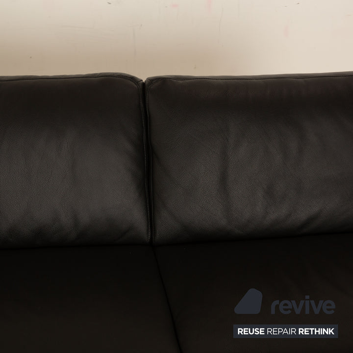 Willi Schillig Leder Zweisitzer Schwarz Sofa Couch