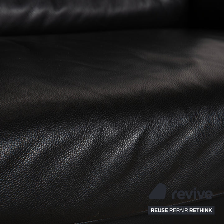 Willi Schillig Leder Zweisitzer Schwarz Sofa Couch
