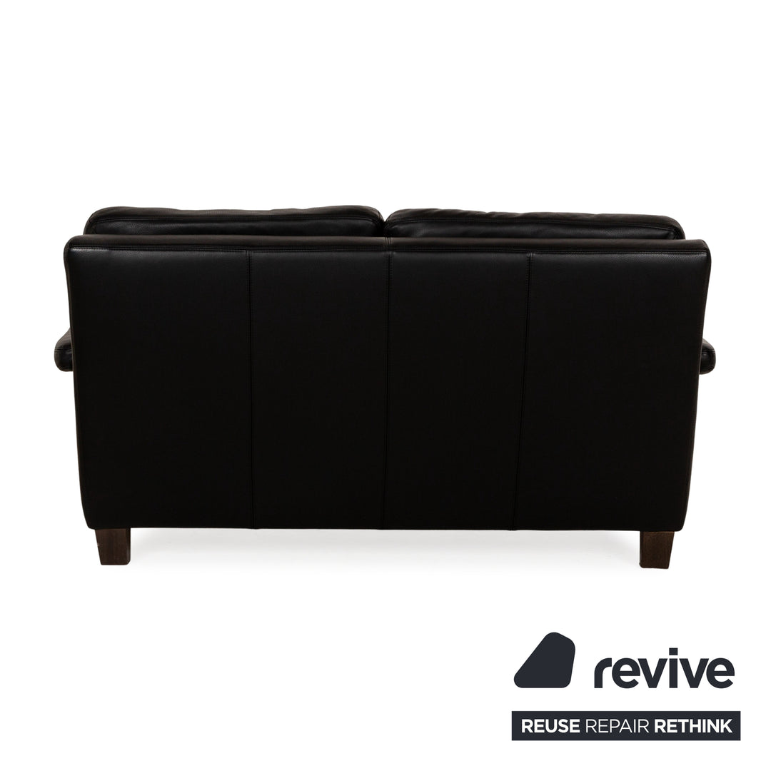 Willi Schillig Leather Two-Seater Black Sofa Couch