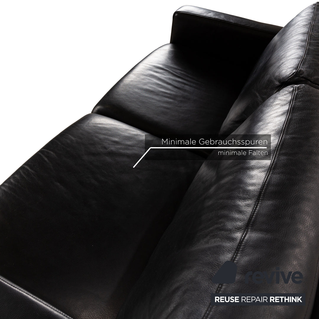 Willi Schillig Leather Two-Seater Black Sofa Couch