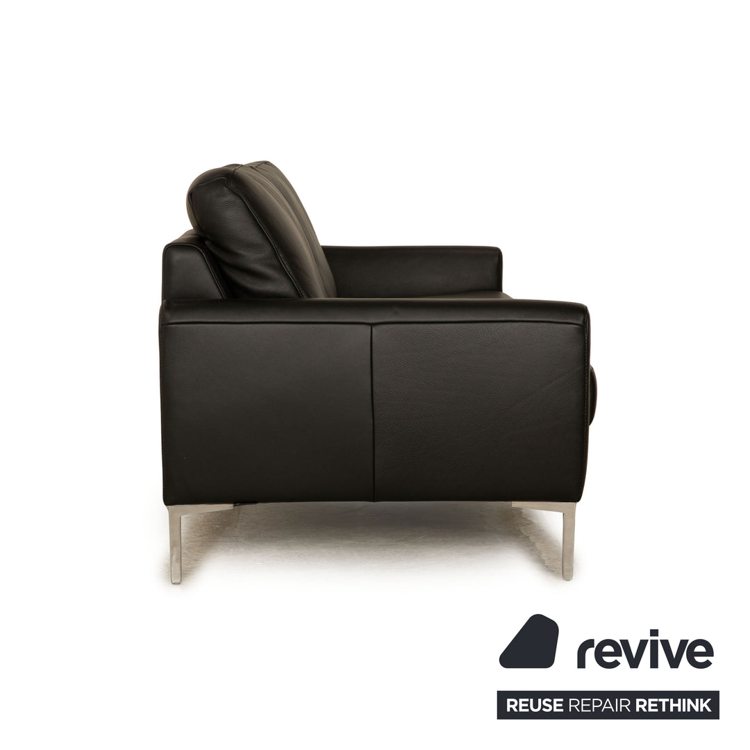 Willi Schillig Leder Zweisitzer Schwarz Sofa Couch