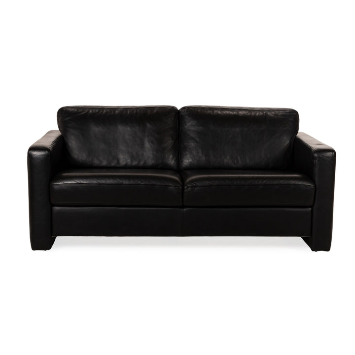 Willi Schillig Leather Two-Seater Black Sofa Couch