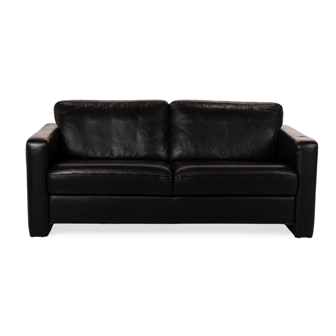 Willi Schillig Leder Zweisitzer Schwarz Sofa Couch