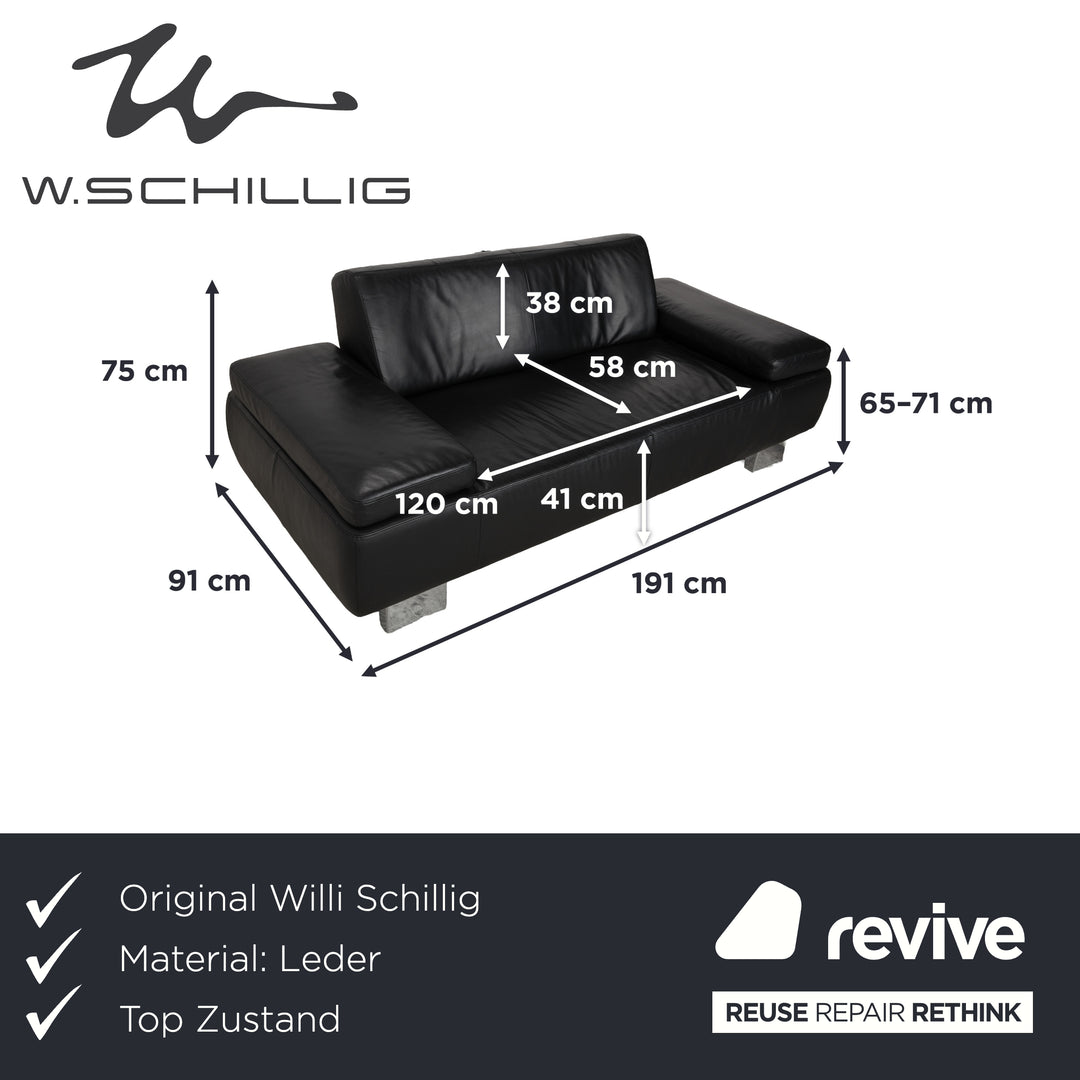 Canapé deux places en cuir noir Willi Schillig - Fonctionnement manuel