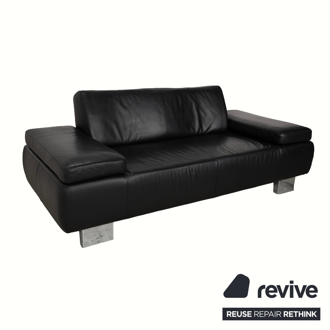 Canapé deux places en cuir noir Willi Schillig - Fonctionnement manuel