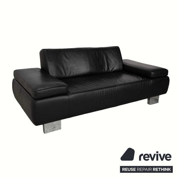 Willi Schillig Leder Zweisitzer Schwarz Sofa Couch manuelle Funktion