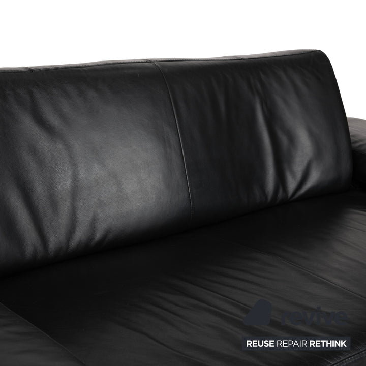 Canapé deux places en cuir noir Willi Schillig - Fonctionnement manuel