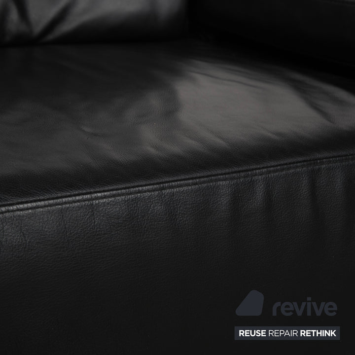 Willi Schillig Leder Zweisitzer Schwarz Sofa Couch manuelle Funktion