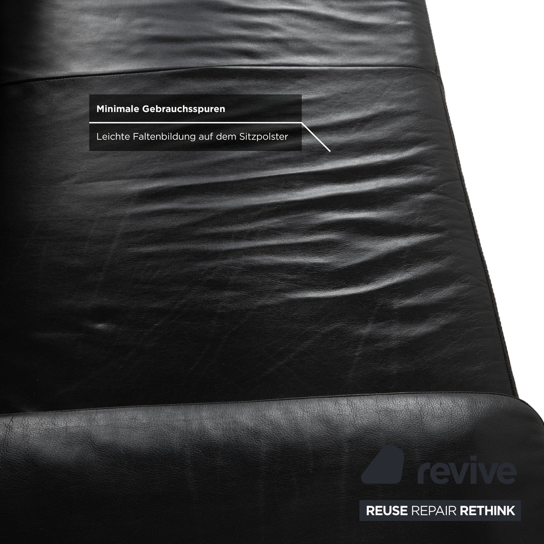 Canapé deux places en cuir noir Willi Schillig - Fonctionnement manuel