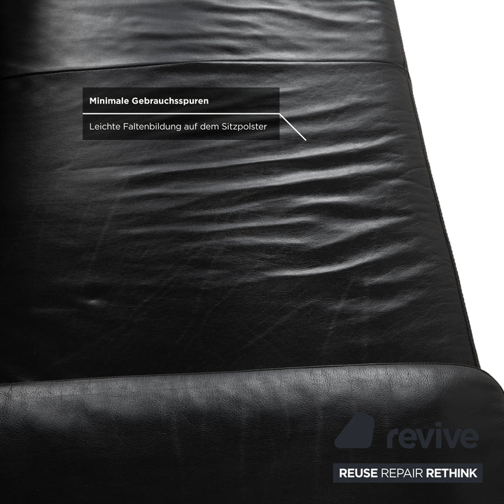 Canapé deux places en cuir noir Willi Schillig - Fonctionnement manuel