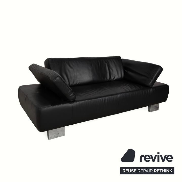 Canapé deux places en cuir noir Willi Schillig - Fonctionnement manuel