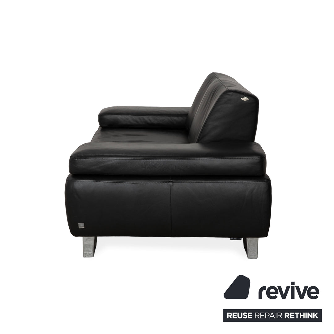 Canapé deux places en cuir noir Willi Schillig - Fonctionnement manuel