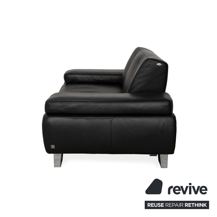 Canapé deux places en cuir noir Willi Schillig - Fonctionnement manuel