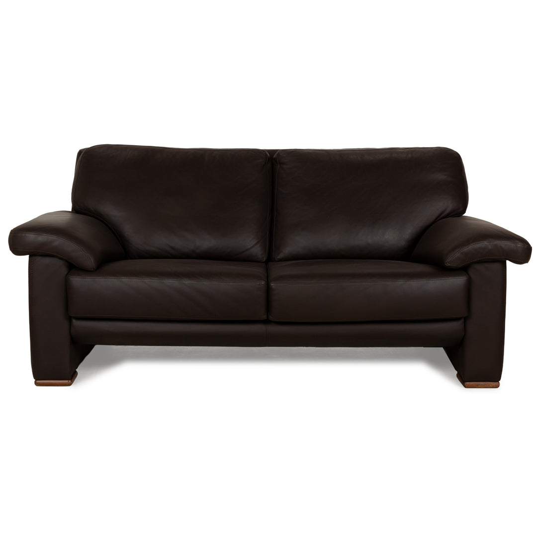 Willi Schillig Leather Two-Seater Black Sofa Couch