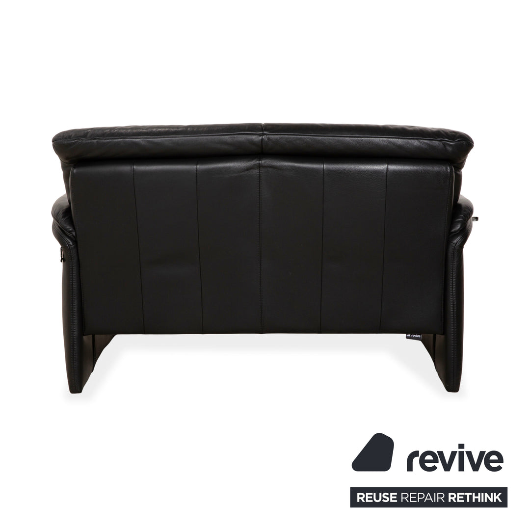 Willi Schillig Leather Two-Seater Black Sofa Couch