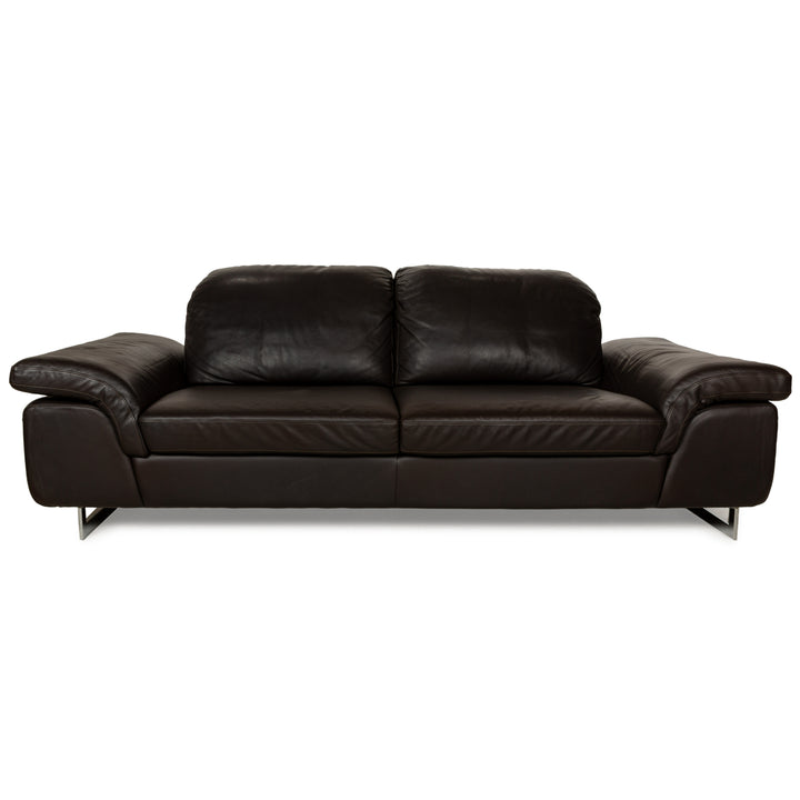 Willi Schillig Levi Leder Dreisitzer Dunkelbraun manuelle Funktion Sofa Couch Chrom