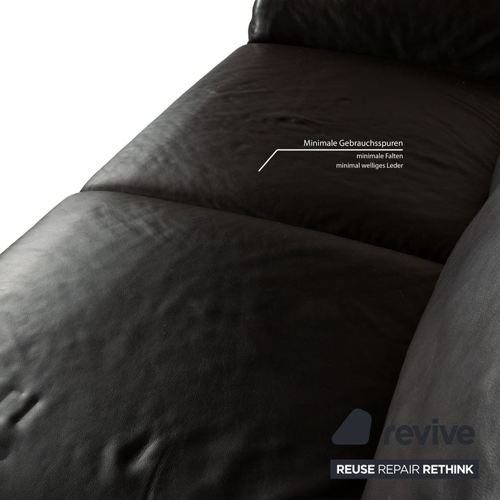 Willi Schillig Levi Leder Dreisitzer Dunkelbraun manuelle Funktion Sofa Couch Chrom