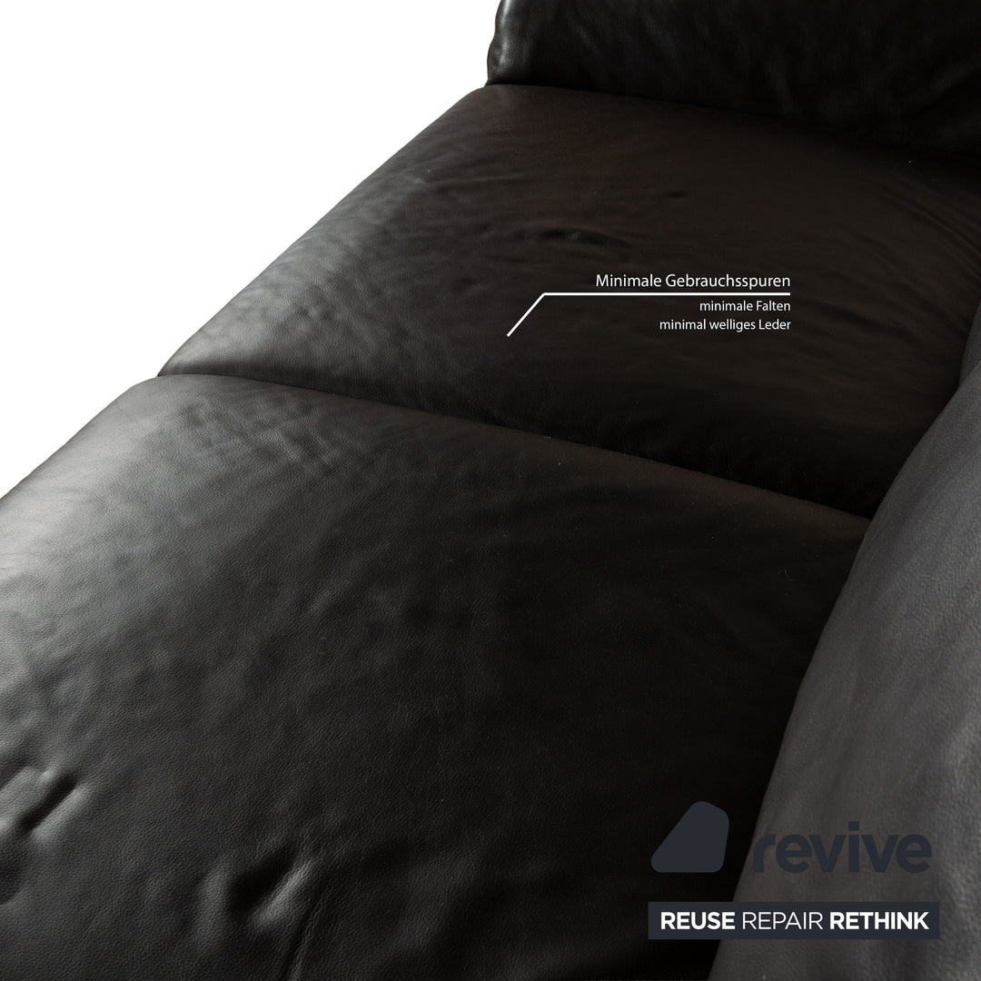 Willi Schillig Levi Leder Dreisitzer Dunkelbraun manuelle Funktion Sofa Couch Chrom