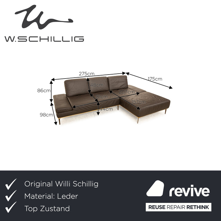 Willi Schillig Loft Leder Ecksofa Braun Recamiere Rechts Sofa Couch
