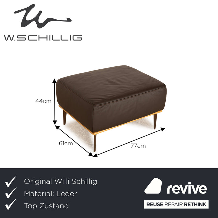 Willi Schillig Loft Leather Stool Dark Brown