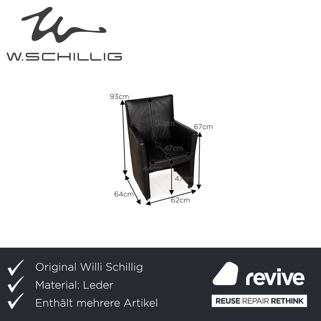 Willi Schillig Longlife Leder Sessel Garnitur Schwarz