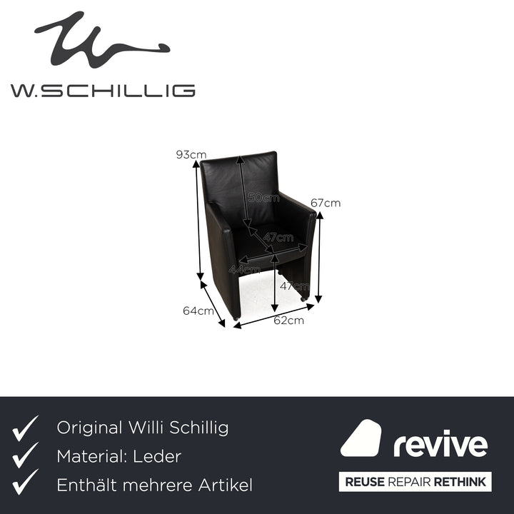 Willi Schillig Longlife Leder Sessel Garnitur Schwarz