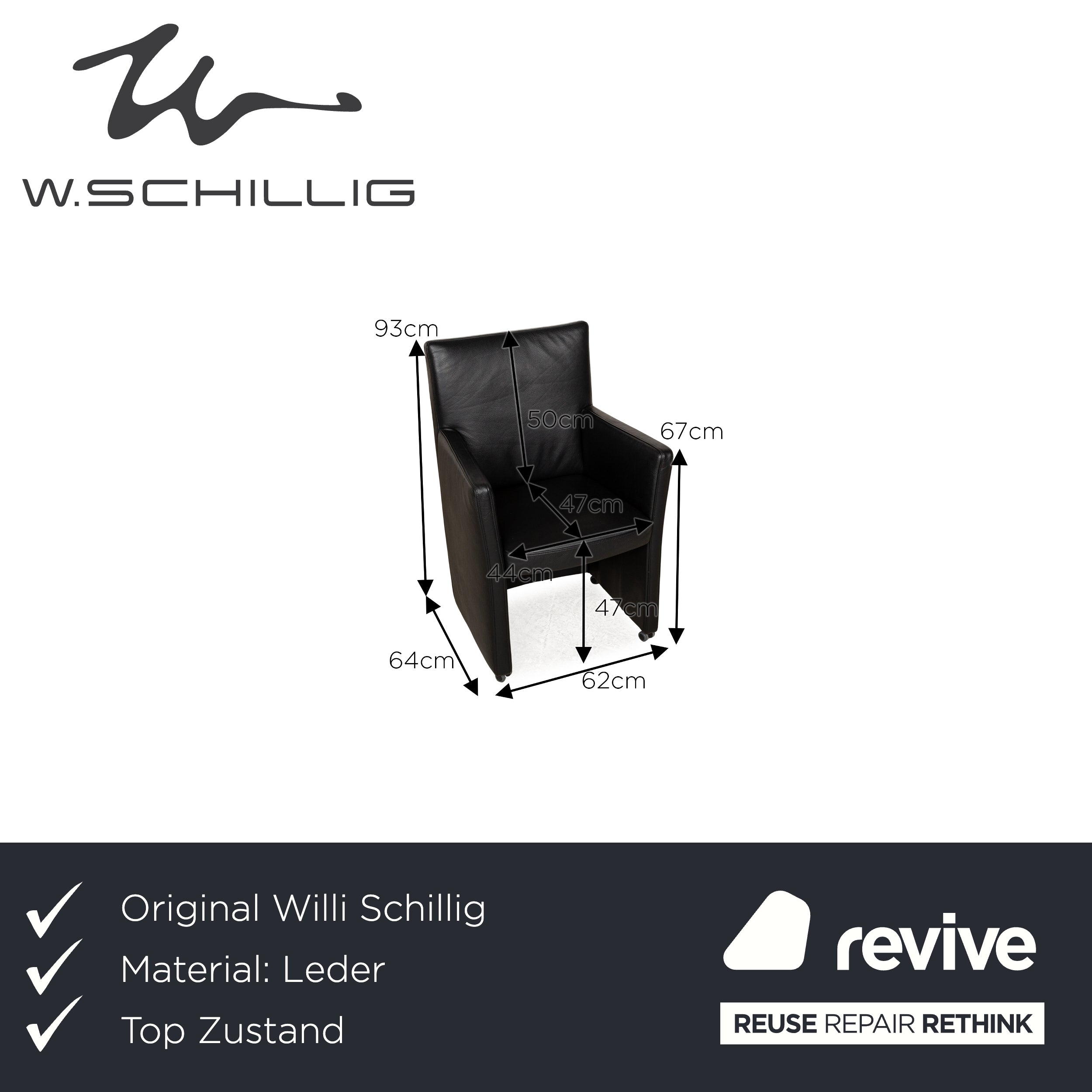 Willi Schillig Longlife Leder Sessel Schwarz