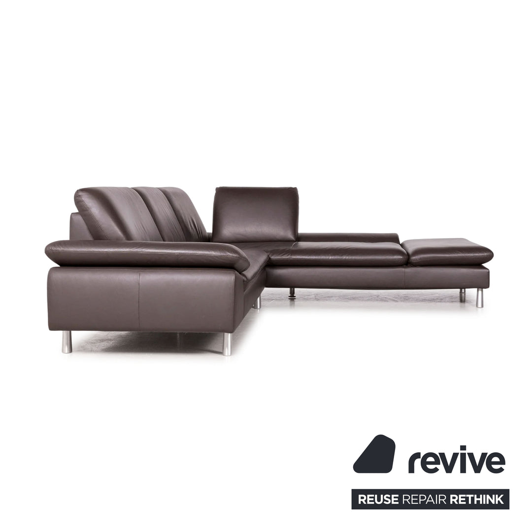 Willi Schillig Loop Canapé d'angle design en cuir véritable marron #7237