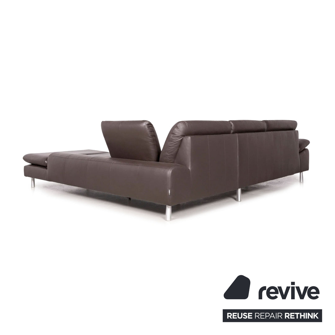Willi Schillig Loop Canapé d'angle design en cuir véritable marron #7237