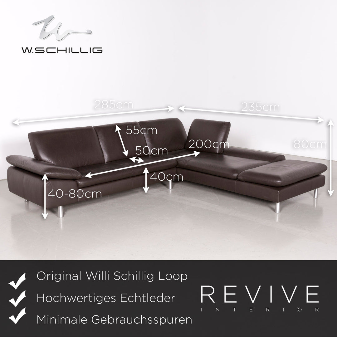 Willi Schillig Loop Ensemble de canapé d'angle en cuir véritable marron #7366