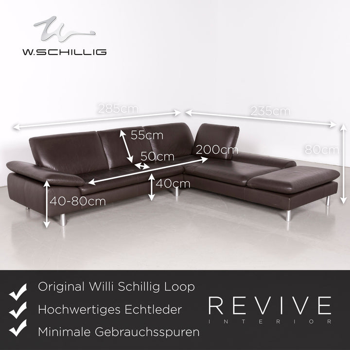 Willi Schillig Loop Ensemble de canapé d'angle en cuir véritable marron #7366