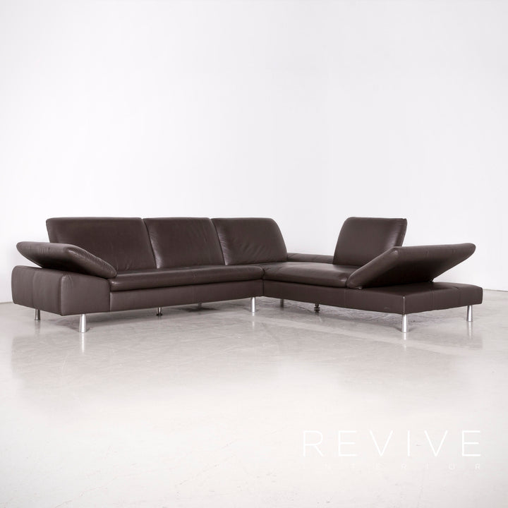 Willi Schillig Loop Designer Leder Ecksofa Hocker Garnitur Braun Echtleder Sofa Couch #7366