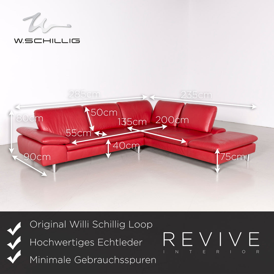 Willi Schillig Loop Designer Leder Ecksofa Rot Echtleder Sofa Couch