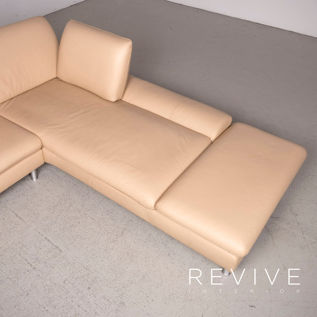 Willi Schillig loop designer leather sofa beige real leather corner sofa couch #7817