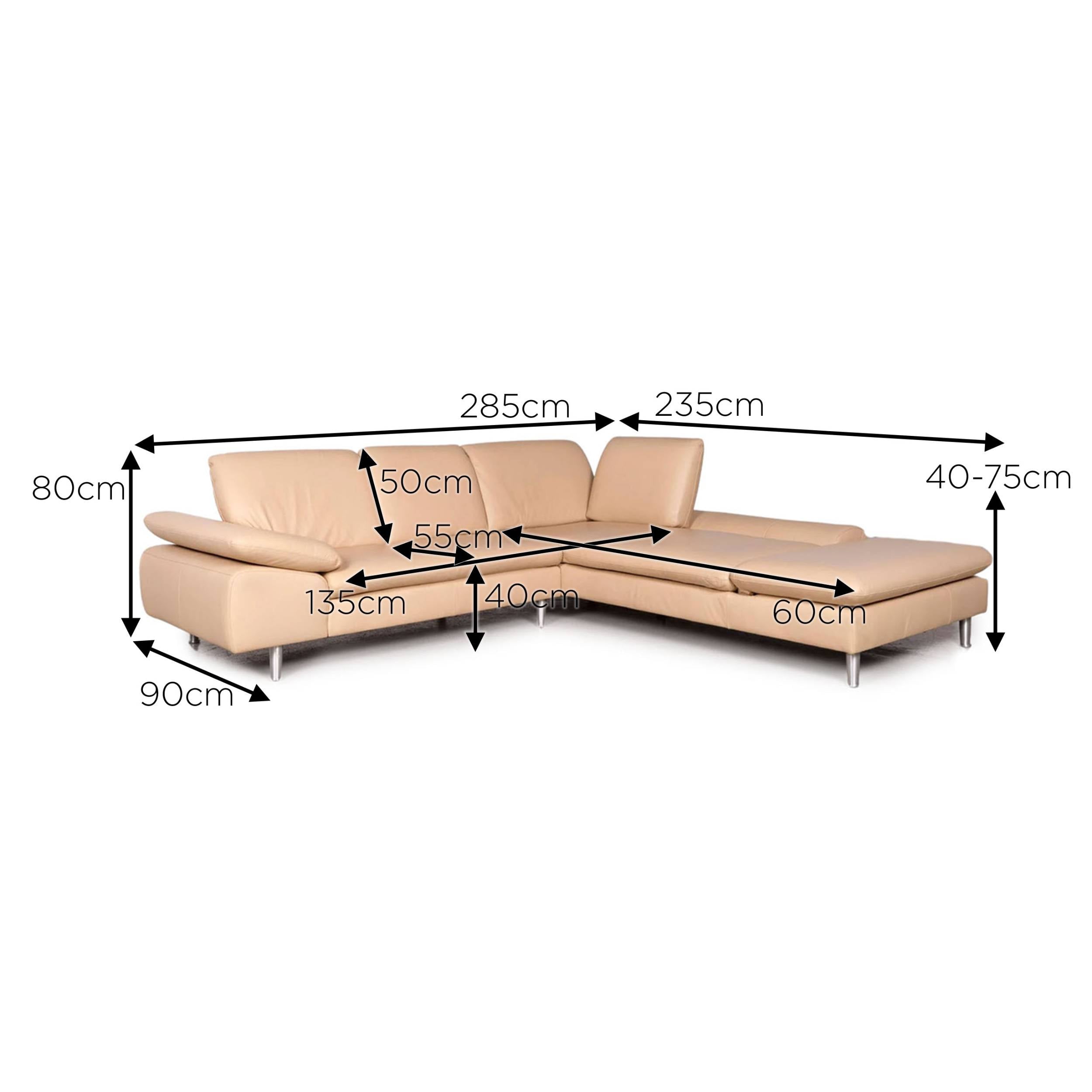 Willi Schillig Loop Designer Leder Sofa Beige Echtleder Ecksofa Couch #7817