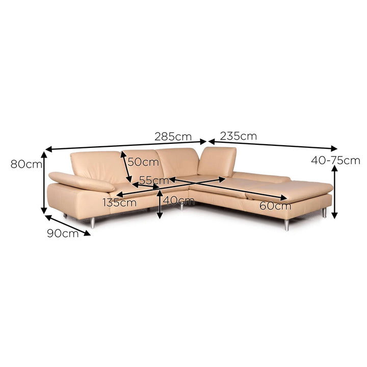 Willi Schillig loop designer leather sofa beige real leather corner sofa couch #7817