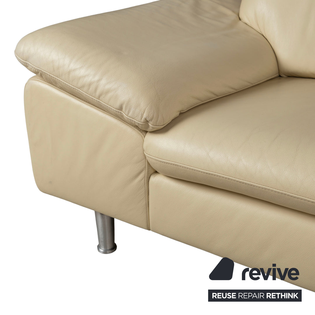 Willi Schillig Loop Designer Leder Sofa Creme Beige Echtleder Ecksofa Couch manuelle Funktion