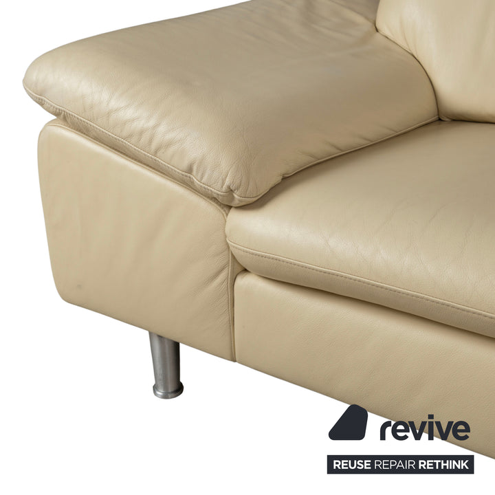Willi Schillig Loop Designer Leder Sofa Creme Beige Echtleder Ecksofa Couch manuelle Funktion
