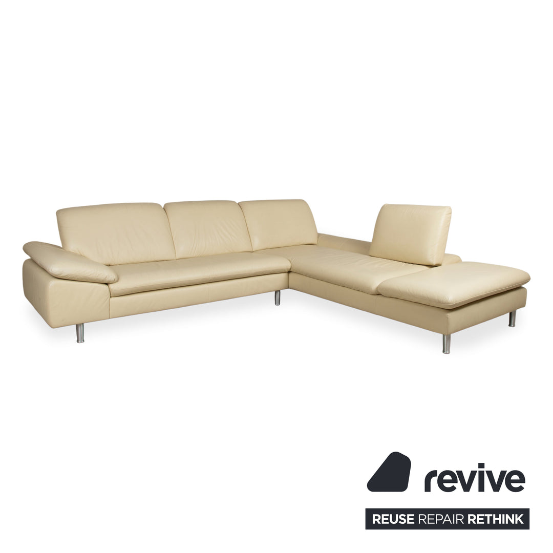 Willi Schillig Loop Designer Leder Sofa Creme Beige Echtleder Ecksofa Couch manuelle Funktion