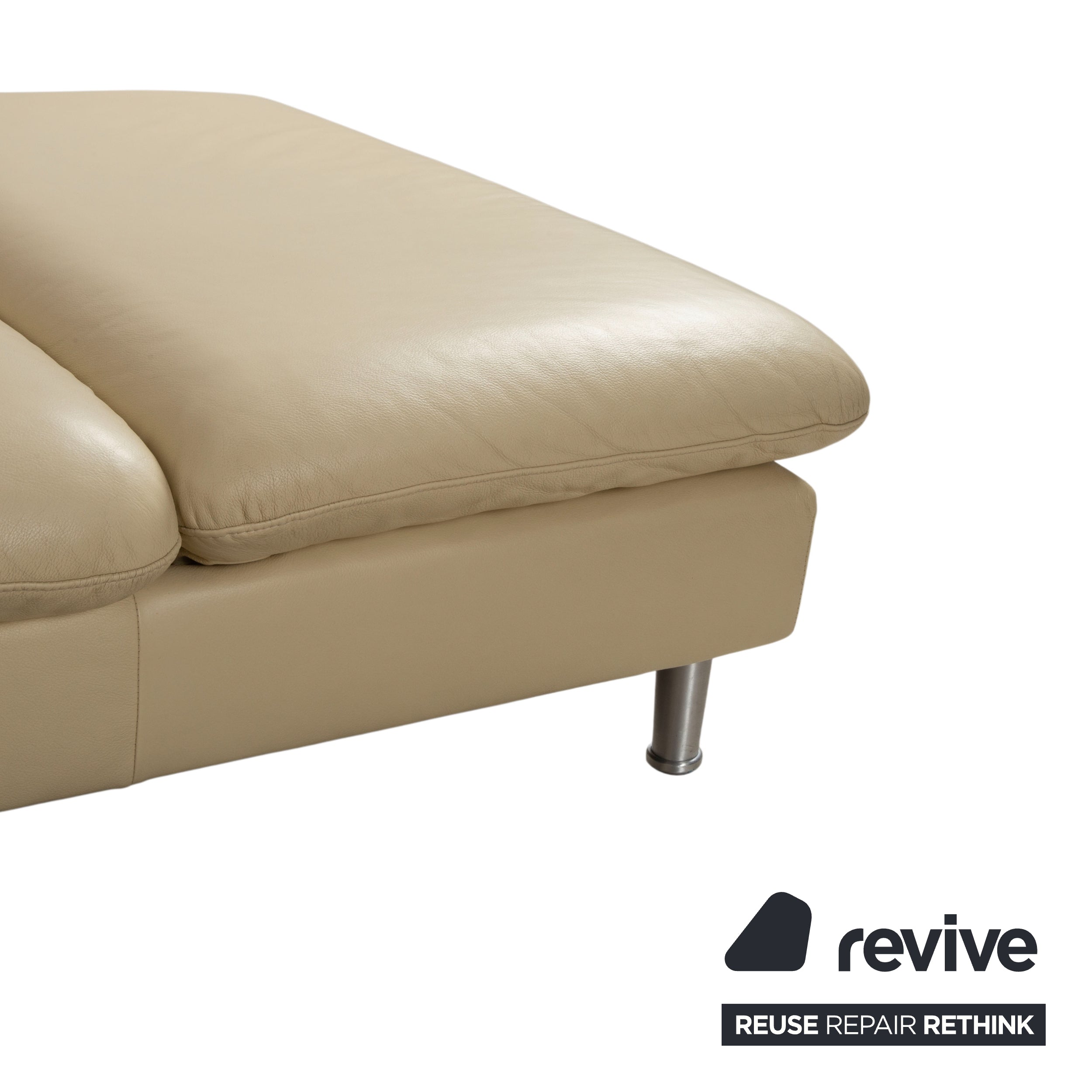 Willi Schillig Loop Designer Leder Sofa Creme Beige Echtleder Ecksofa Couch manuelle Funktion