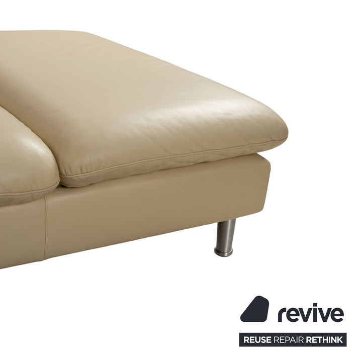 Willi Schillig Loop Designer Leder Sofa Creme Beige Echtleder Ecksofa Couch manuelle Funktion