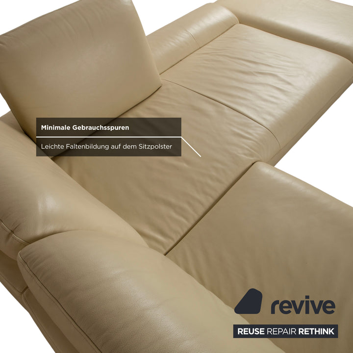 Willi Schillig Loop Designer Leder Sofa Creme Beige Echtleder Ecksofa Couch manuelle Funktion