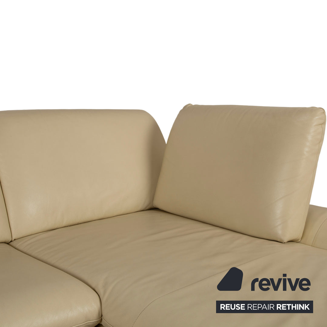 Willi Schillig Loop Designer Leder Sofa Creme Beige Echtleder Ecksofa Couch manuelle Funktion