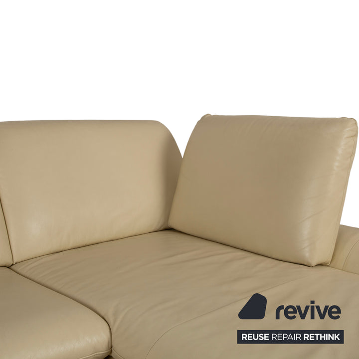 Willi Schillig Loop Designer Leder Sofa Creme Beige Echtleder Ecksofa Couch manuelle Funktion