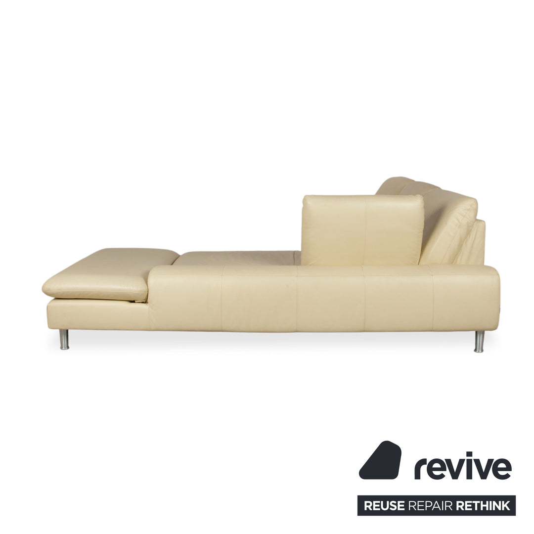 Willi Schillig Loop Designer Leder Sofa Creme Beige Echtleder Ecksofa Couch manuelle Funktion