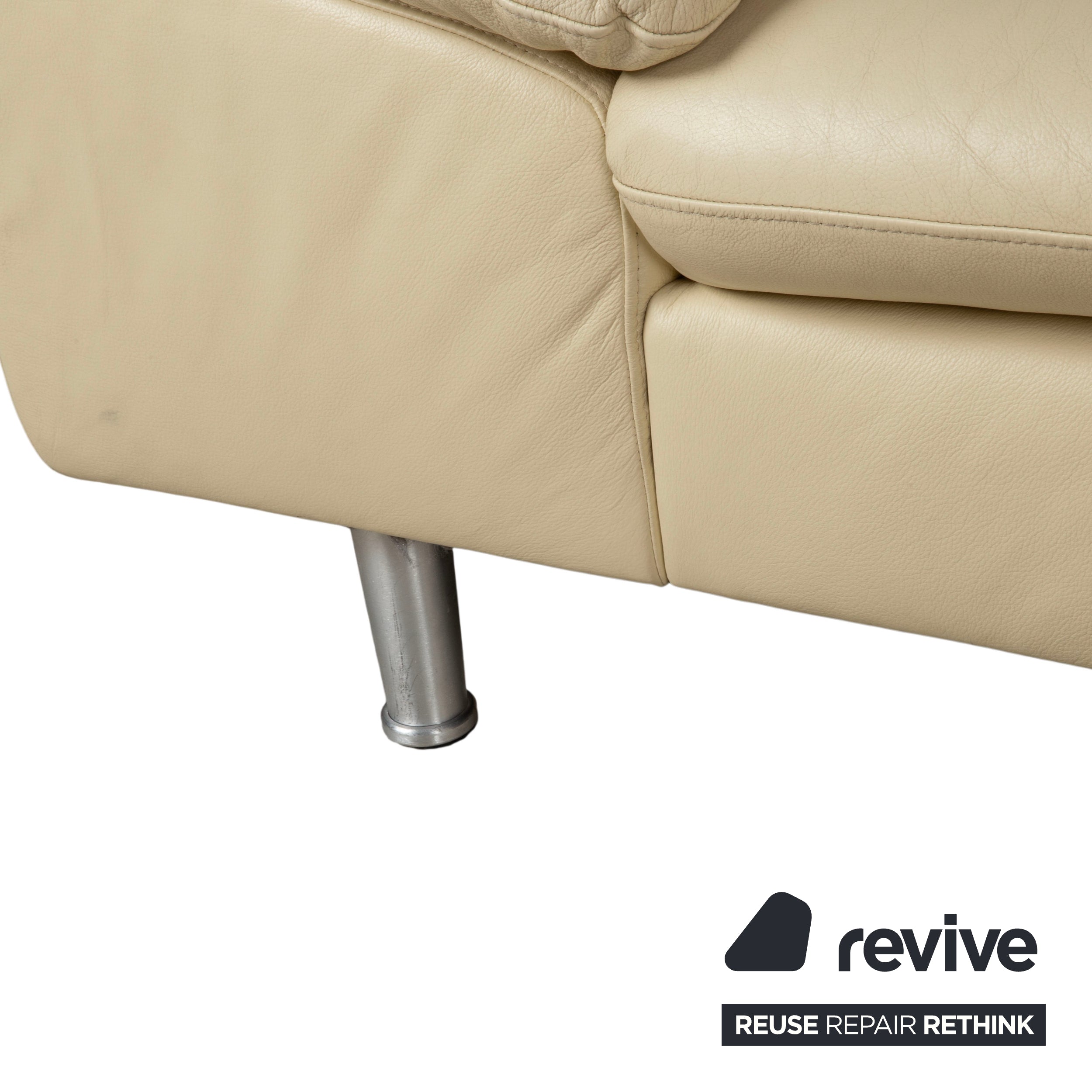 Willi Schillig Loop Designer Leder Sofa Creme Beige Echtleder Ecksofa Couch manuelle Funktion
