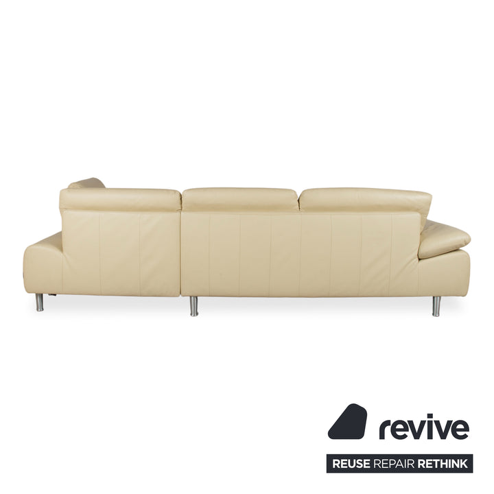 Willi Schillig Loop Designer Leder Sofa Creme Beige Echtleder Ecksofa Couch manuelle Funktion