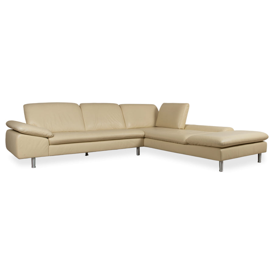 Willi Schillig Loop Designer Leder Sofa Creme Beige Echtleder Ecksofa Couch manuelle Funktion