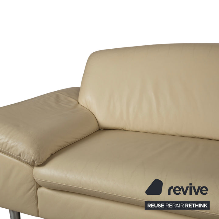 Willi Schillig Loop Designer Leder Sofa Creme Beige Echtleder Ecksofa Couch manuelle Funktion