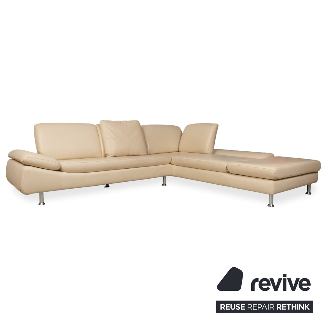 Willi Schillig Loop Garnitur Leder Ecksofa Hocker Creme Beige manuelle Funktion Sofa Couch Recamiere